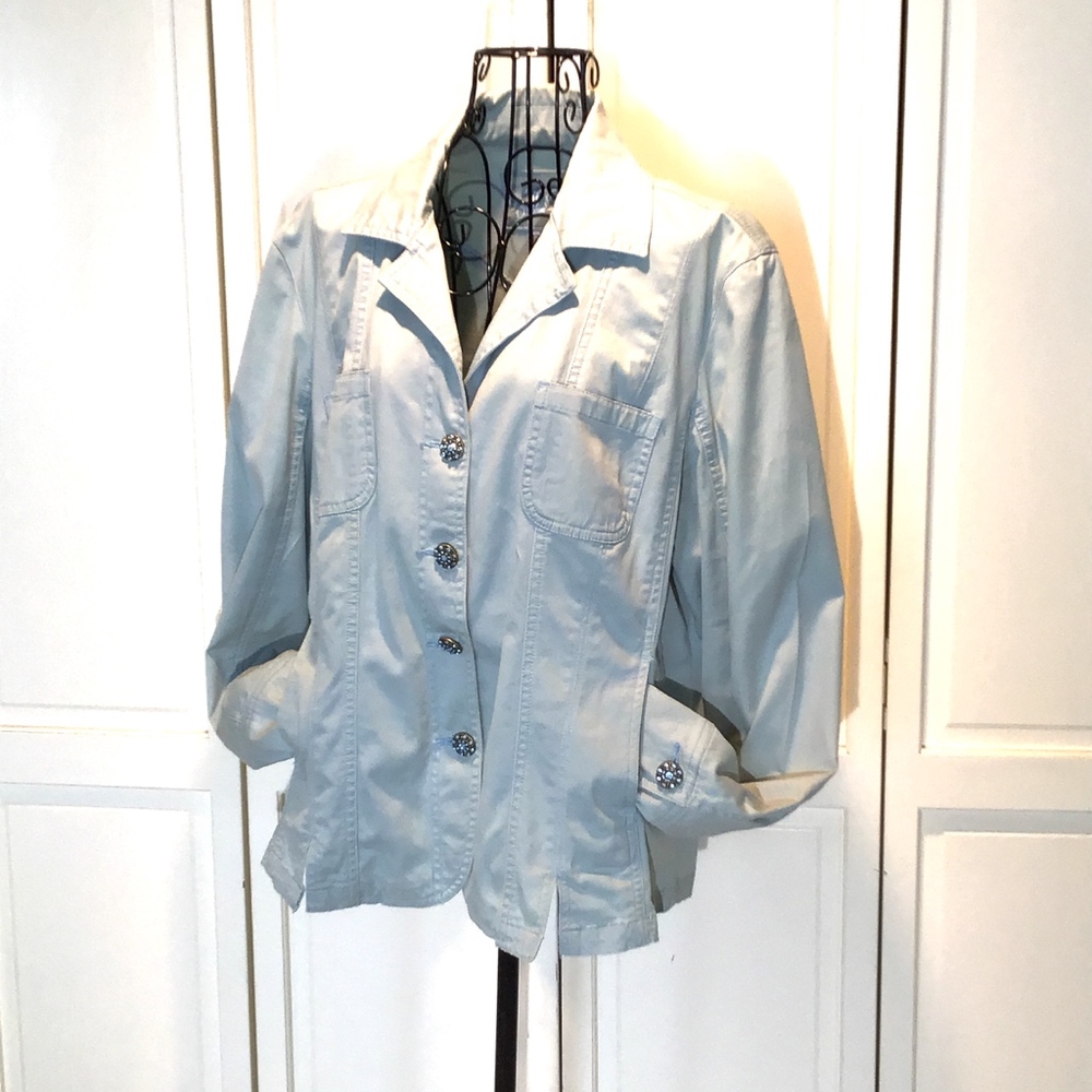 Blue Jacket by LAL Spring Bling Buttons Size Large - Picture 2 of 9